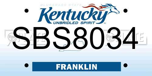 SBS8034 Kentucky License Plate