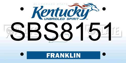 SBS8151 Kentucky License Plate