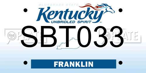 SBT033 Kentucky License Plate