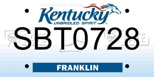 SBT0728 Kentucky License Plate