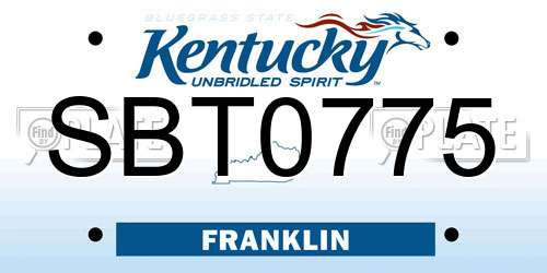 SBT0775 Kentucky License Plate