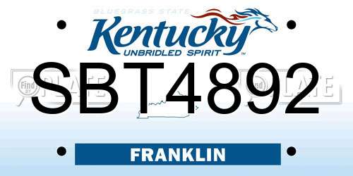 SBT4892 Kentucky License Plate