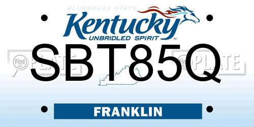 SBT85Q Kentucky License Plate