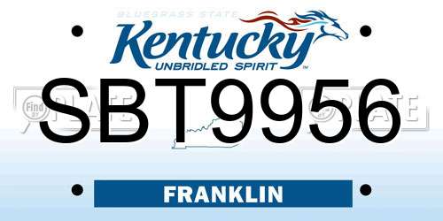 SBT9956 Kentucky License Plate