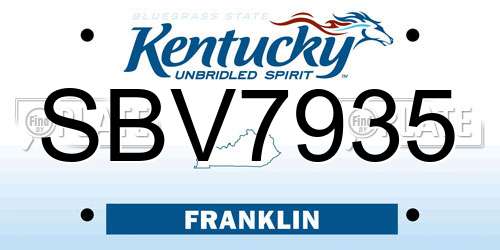 SBV7935 Kentucky License Plate