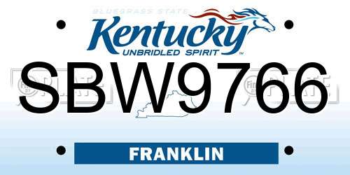 SBW9766 Kentucky License Plate