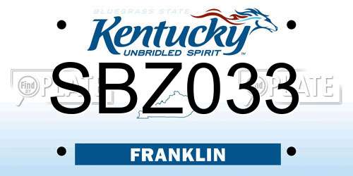 SBZ033 Kentucky License Plate