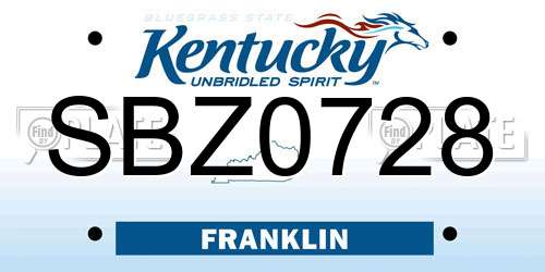 SBZ0728 Kentucky License Plate