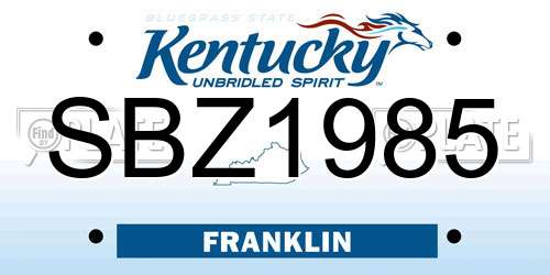 SBZ1985 Kentucky License Plate