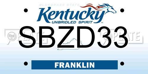 SBZD33 Kentucky License Plate