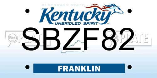 SBZF82 Kentucky License Plate