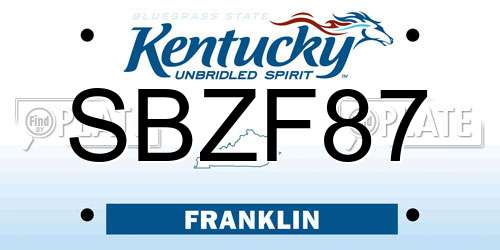 SBZF87 Kentucky License Plate