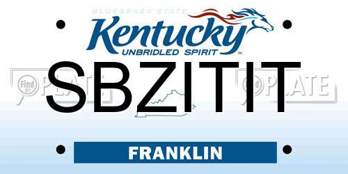 SBZITIT Kentucky License Plate