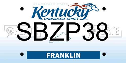 SBZP38 Kentucky License Plate
