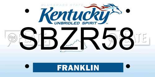 SBZR58 Kentucky License Plate