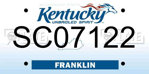 SC07122 Kentucky License Plate