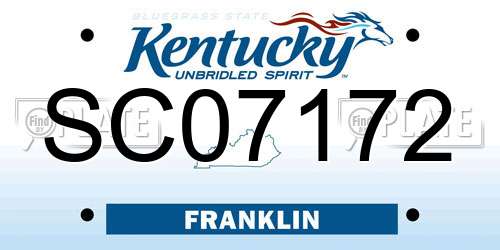 SC07172 Kentucky License Plate