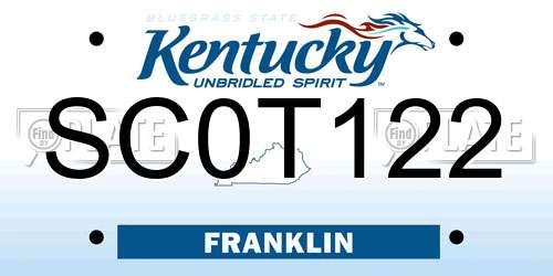 SC0T122 Kentucky License Plate