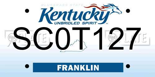 SC0T127 Kentucky License Plate