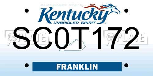 SC0T172 Kentucky License Plate
