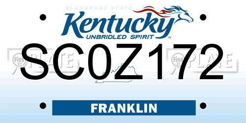 SC0Z172 Kentucky License Plate