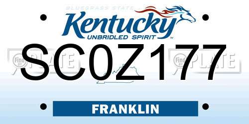 SC0Z177 Kentucky License Plate