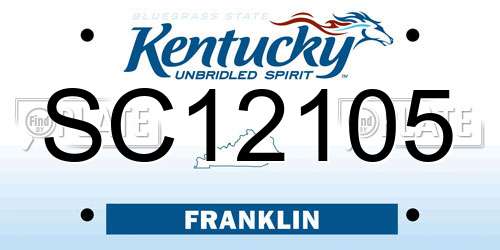 SC12105 Kentucky License Plate