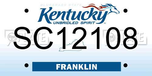 SC12108 Kentucky License Plate