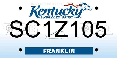 SC1Z105 Kentucky License Plate