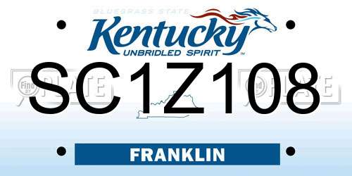 SC1Z108 Kentucky License Plate
