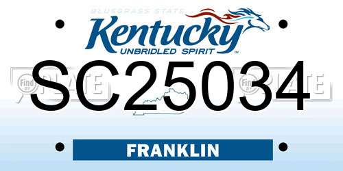 SC25034 Kentucky License Plate