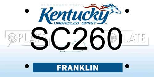 SC260 Kentucky License Plate