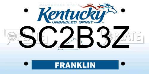 SC2B3Z Kentucky License Plate