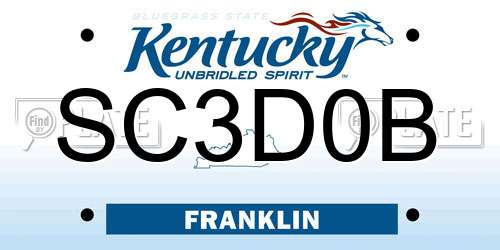 SC3D0B Kentucky License Plate