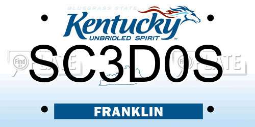 SC3D0S Kentucky License Plate