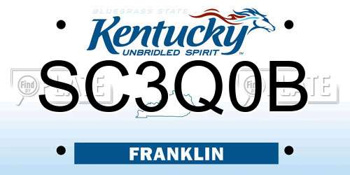 SC3Q0B Kentucky License Plate
