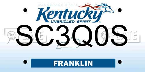 SC3Q0S Kentucky License Plate