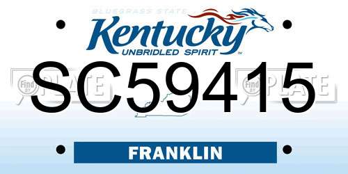 SC59415 Kentucky License Plate