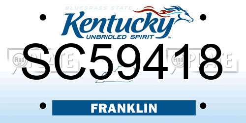 SC59418 Kentucky License Plate