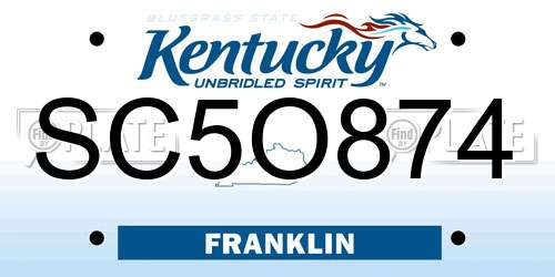 SC5O874 Kentucky License Plate