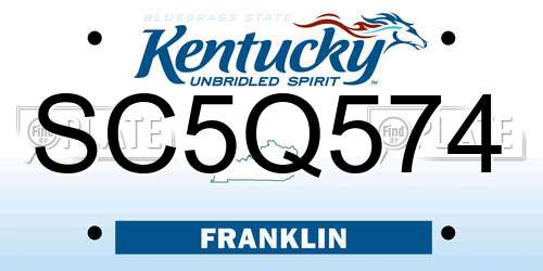 SC5Q574 Kentucky License Plate