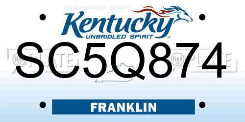 SC5Q874 Kentucky License Plate