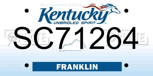 SC71264 Kentucky License Plate