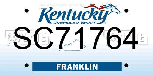 SC71764 Kentucky License Plate