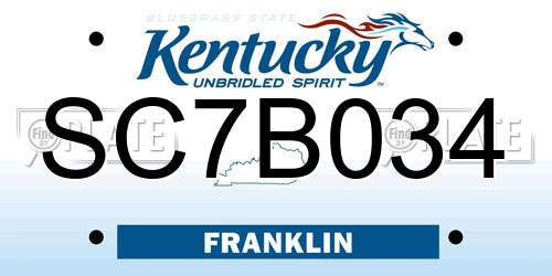 SC7B034 Kentucky License Plate
