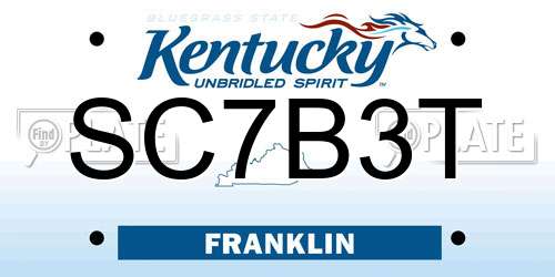 SC7B3T Kentucky License Plate