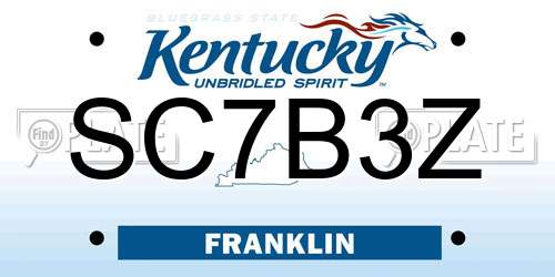 SC7B3Z Kentucky License Plate