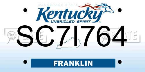 SC7I764 Kentucky License Plate