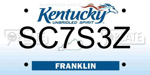 SC7S3Z Kentucky License Plate
