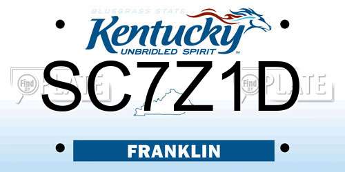 SC7Z1D Kentucky License Plate